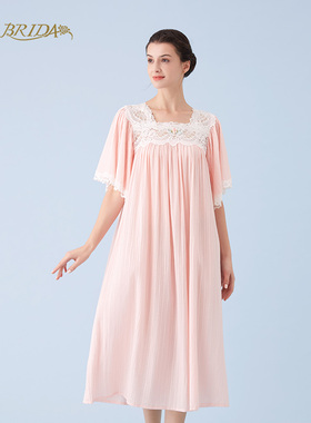 CA BRIDA嘉德丽亚【春之梦】法式蕾丝花边棉短袖超柔睡裙MB210C