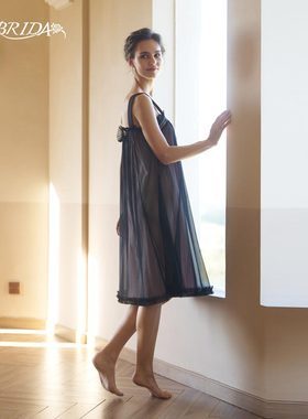 CA BRIDA【甜蜜恋人】夏季新品法式娃娃裙风格无袖网纱睡裙O401C2