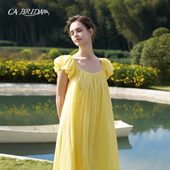 BRIDA 法式 彩色 夏天 夏新品 古典风棉质花苞短袖 睡裙O201C