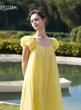 CA BRIDA【彩色的夏天】夏新品法式古典风棉质花苞短袖睡裙O201C