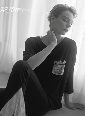 CA BRIDA【City.律动】推荐黑白经典法式莫代尔裸感睡衣套M201