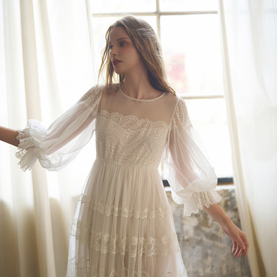 白月光超细网纱度假款白裙