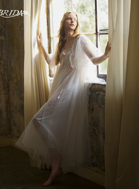 CA BRIDA【爱的梦纱】【黑标】新品浪漫皇式长拖尾薄纱睡袍P115D1