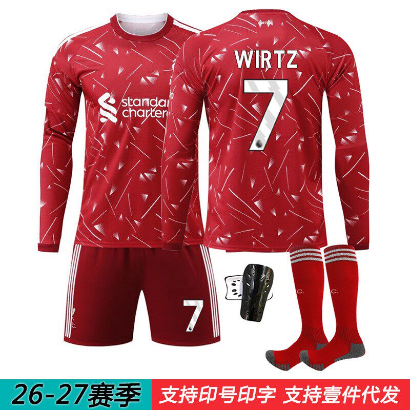 2627红军主场长袖球衣11萨拉赫4范戴克7号维尔茨29巴尔科拉足球服