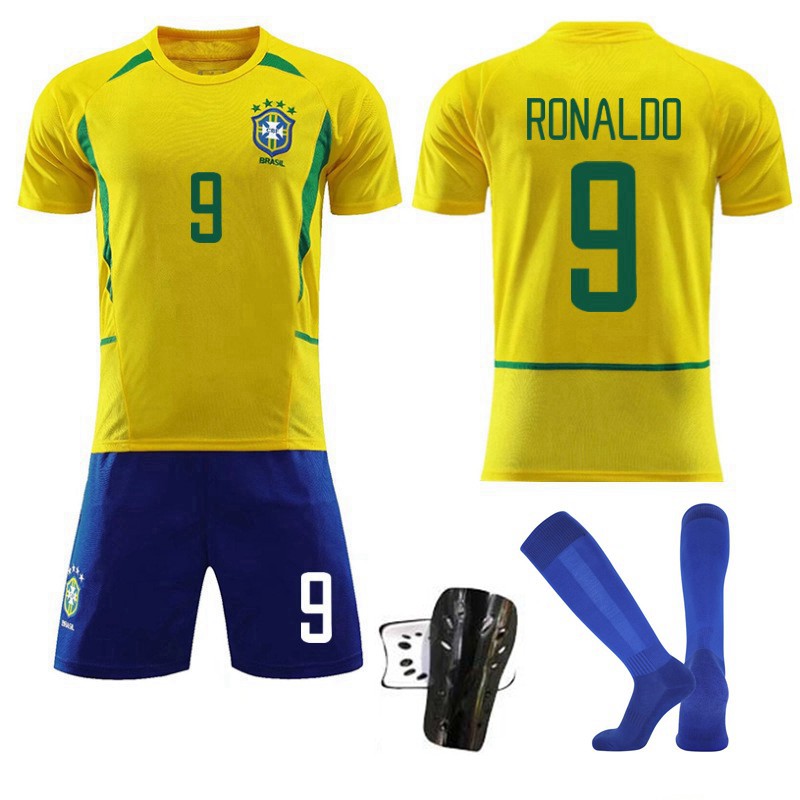 2002巴西主场复古球衣套装定制