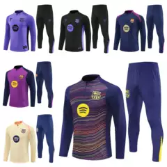 2526 Barcelona Jersey Messi Warm-Up Pre-Match Uniform Men's and Children's Long-Sleeved Football Training Suit Set