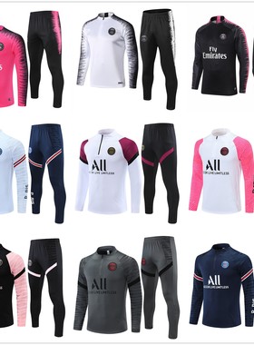 2122赛季PSG巴黎梅西赛前热身出场服成人儿童长袖足球训练服套装