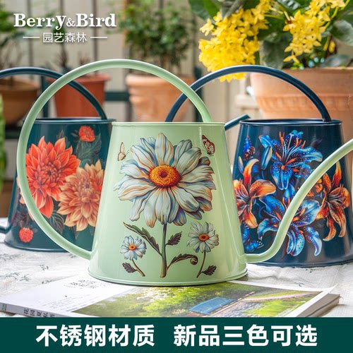 BerryBird园艺森林不锈钢长嘴浇水壶养花盆栽家用大容量浇花水壶