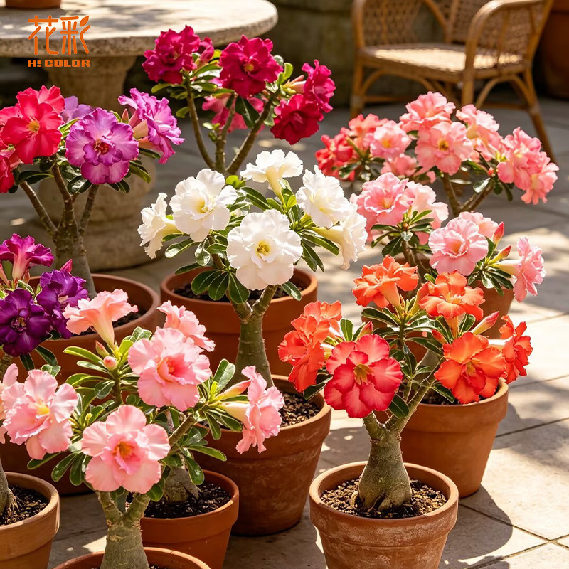 花彩沙漠玫瑰重瓣夏日之恋阳台盆栽庭院窗边喜光夏季耐热多季开花