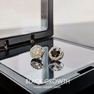 气质耳钉男款高级感冷淡风独特小众复古睡觉不用摘耳环黑色耳饰品