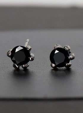 钛钢耳饰男士耳钉耳环男韩版有耳洞单只黑色耳环女个性学生霸气高