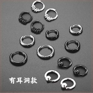 霸气圆圈男士耳钉韩版钛钢耳环个性潮男耳坠耳饰耳扣简约情侣耳环