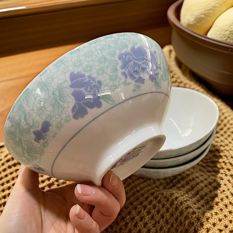 陶瓷碗怀旧复古六英寸碗老式家用复古陶瓷店用粥碗面碗饭碗扣肉碗