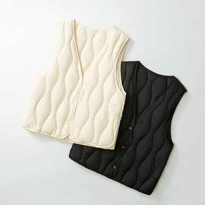 90白鹅绒羽绒马甲女短款秋冬新款修身轻薄保暖内穿背心V领内胆