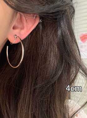 素圈耳夹无耳洞大圈耳环女小众高级感夸张秋冬百搭时尚大衣耳饰