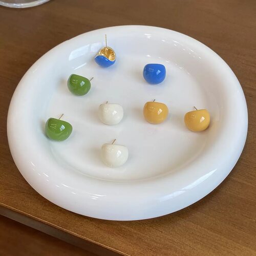 夏日多巴胺黄色滴油圆形豆豆耳钉小众设计高级感百搭不坠耳耳饰女