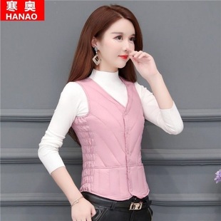秋冬新款 坎肩中老年内穿保暖棉服背心 羽绒棉马甲女士加绒加厚大码