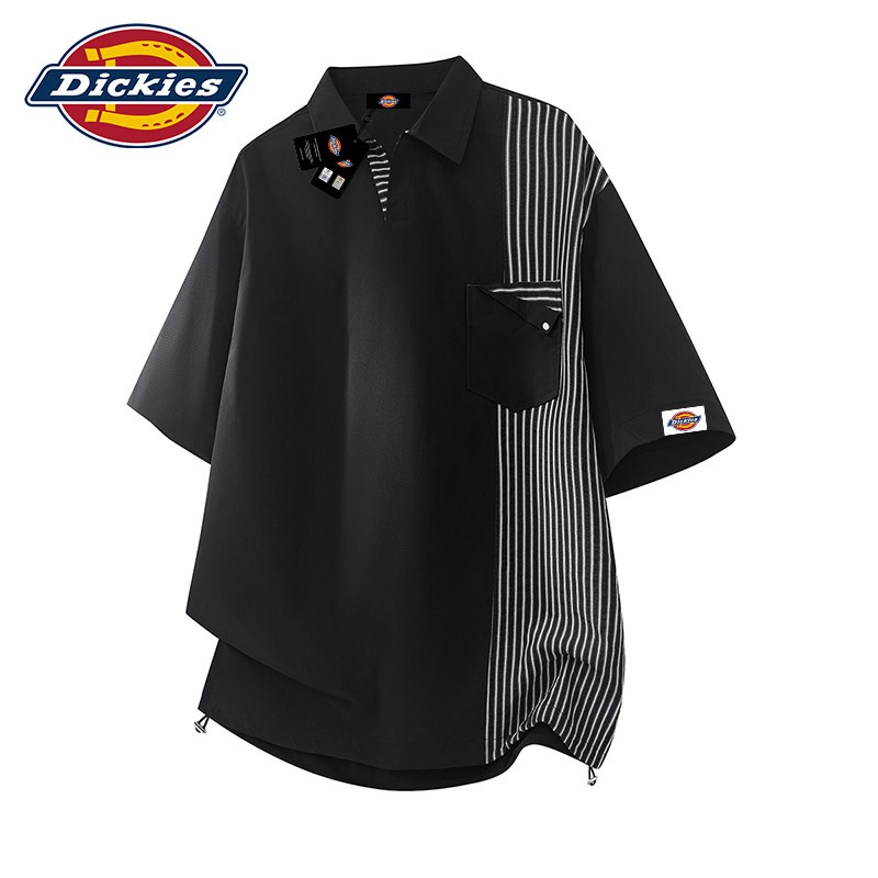 Dickies帝酷适条纹短袖polo衫男士2026新款夏季宽松潮牌撞色上衣