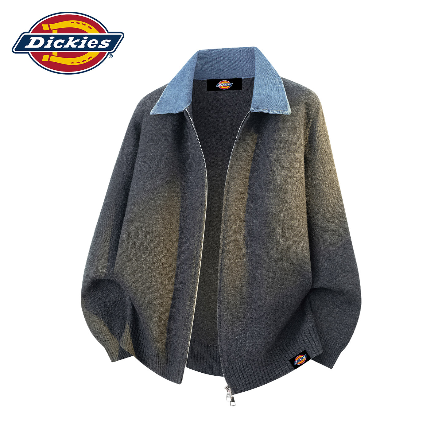 Dickies翻领毛衣外套男士2026新款秋冬季潮流针织开衫夹克上衣服