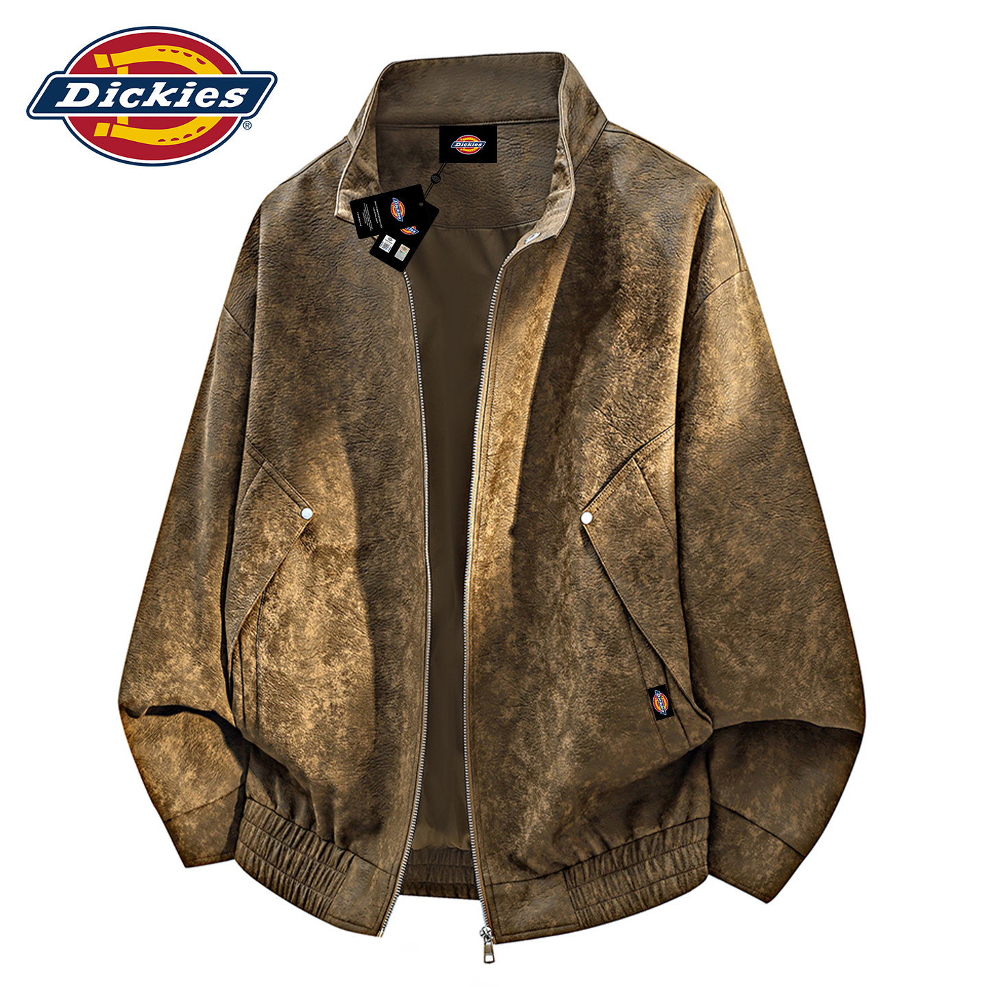 Dickies男士立领PU皮衣外套夹克