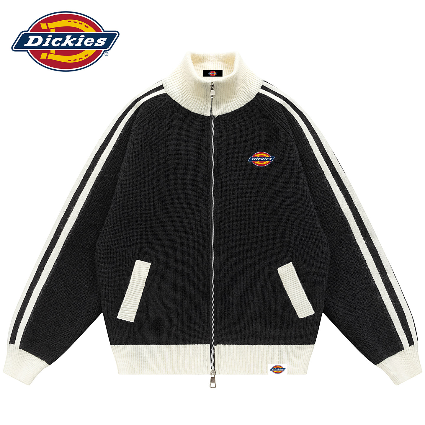 Dickies立领毛衣刺绣针织外套男