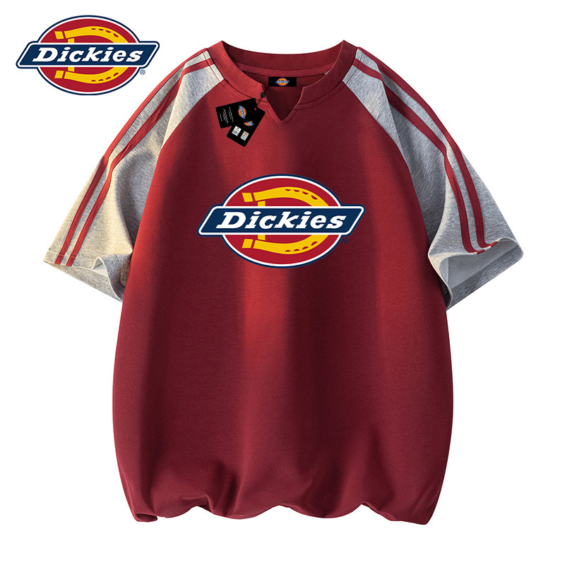 Dickies帝酷适v领短袖t恤男士夏季2026新款青少年潮牌五分袖上衣