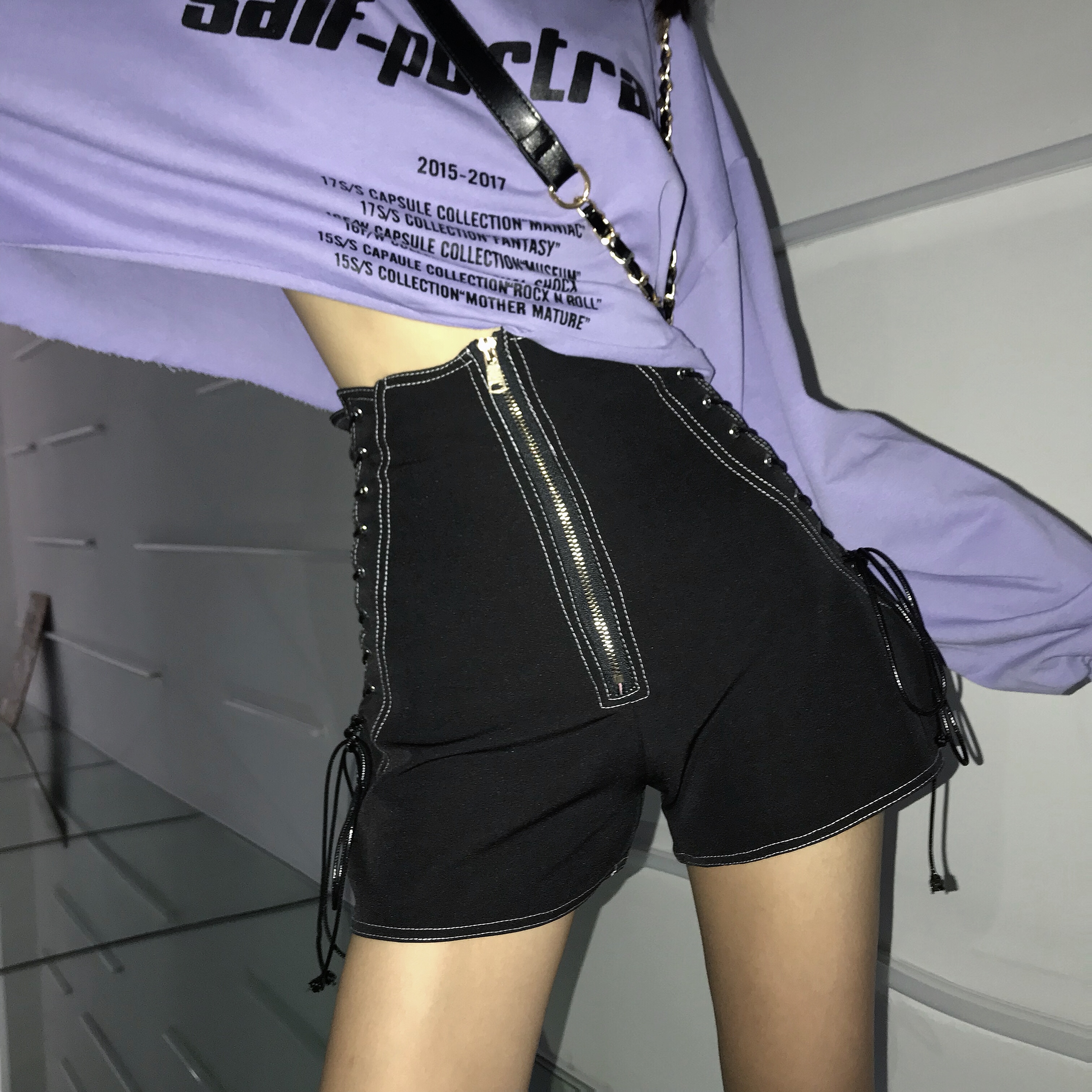 ¸Ûζ2018п°æ¿íËÉÏÔÊݸßÑüÀ«Íȶ̿ãŮװѧÉúÏļ¾Ê±ÉÐÐÝÏпã×Ó