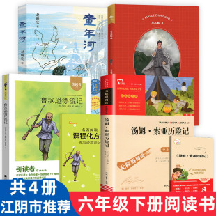 江阴市非必读书六年级下册全4本 鲁滨孙漂流记汤姆索亚历险记江苏凤凰文艺童年河赵丽宏可爱的中国上海教育 小学生课外阅读书籍