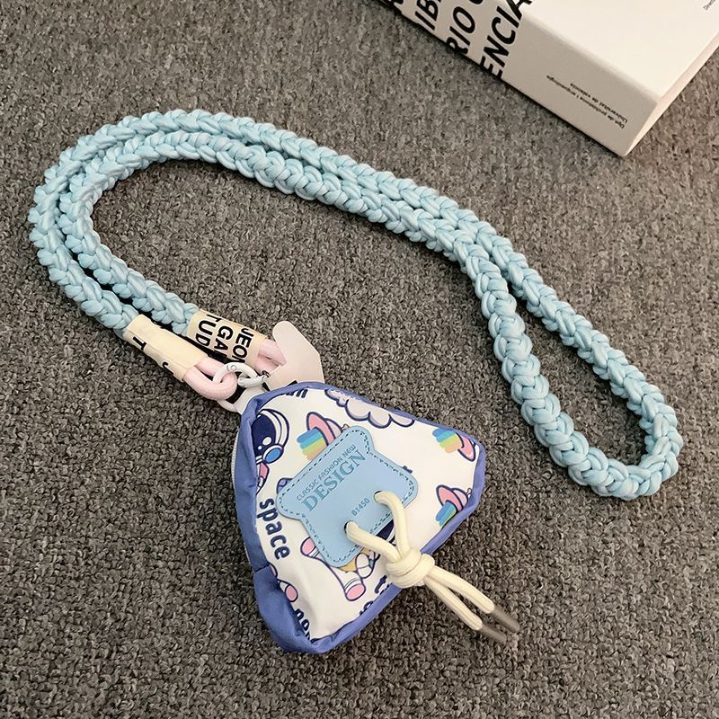 荟酷伊百搭ins轻奢蓝白宇航员三角包挂绳ccd挂脖侧跨收纳背带式