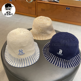 进宝家 HTV02 MLB专柜正品 25年新夏小标百搭针织渔夫帽男女同款
