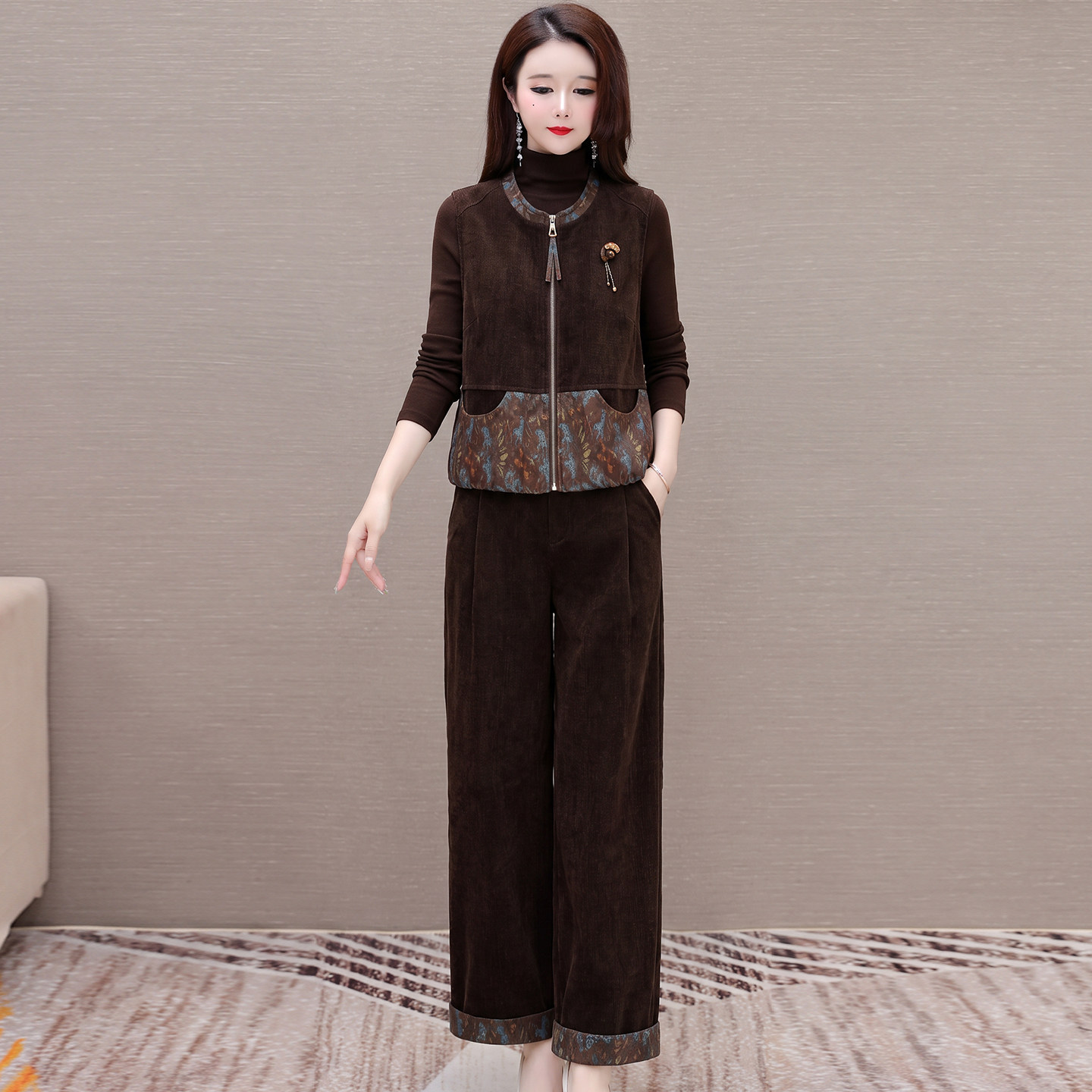 2026春秋新款减龄马甲三件套女