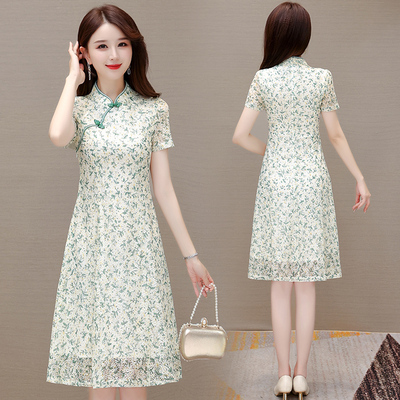 复古日常穿搭碎花旗袍裙