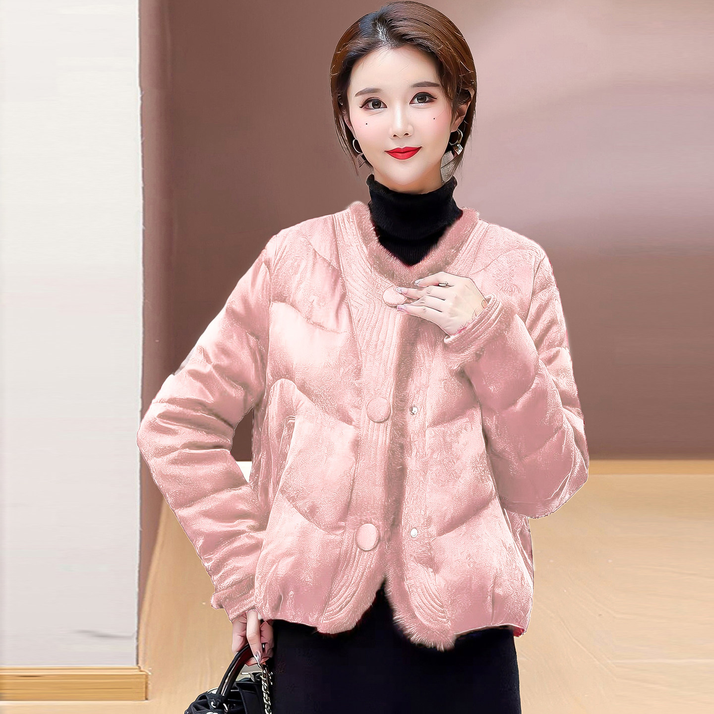 冬季国风短款宽松保暖棉服女