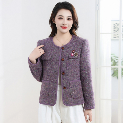 小香风穿搭外套女2026新款秋装百搭宽松时尚休闲上衣园领短外套潮