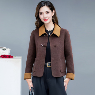 气质翻领短款双面呢外套女秋冬小香风大衣高贵毛呢外套2025新款潮