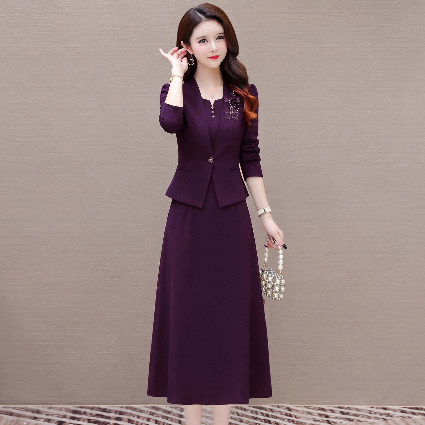 2026春秋修身显瘦喜婆婆礼服套装