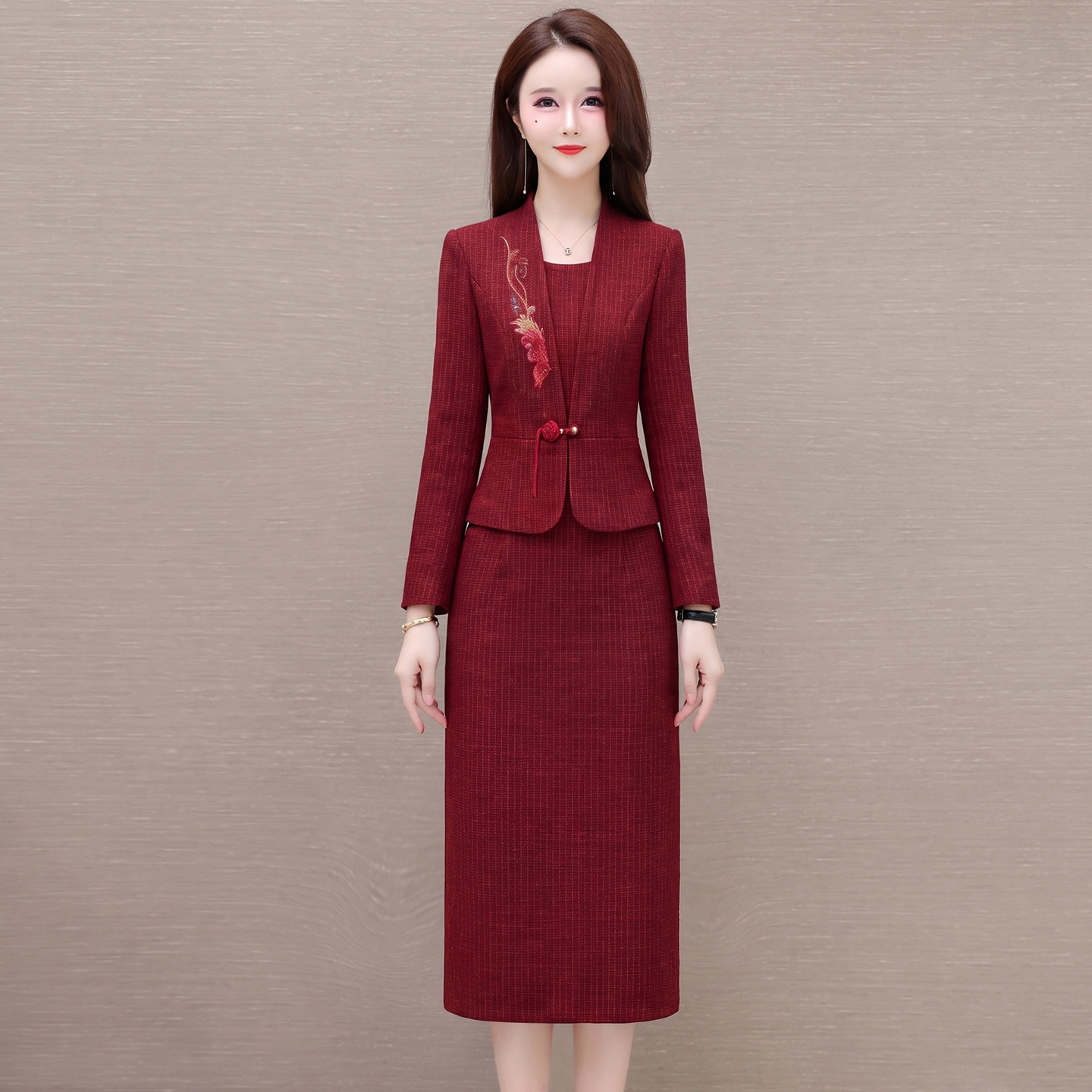 优雅妈妈礼服修身显瘦两件套