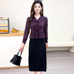 2025新款春秋时尚洋气减龄显瘦显高假两件连衣裙气质连衣裙女潮