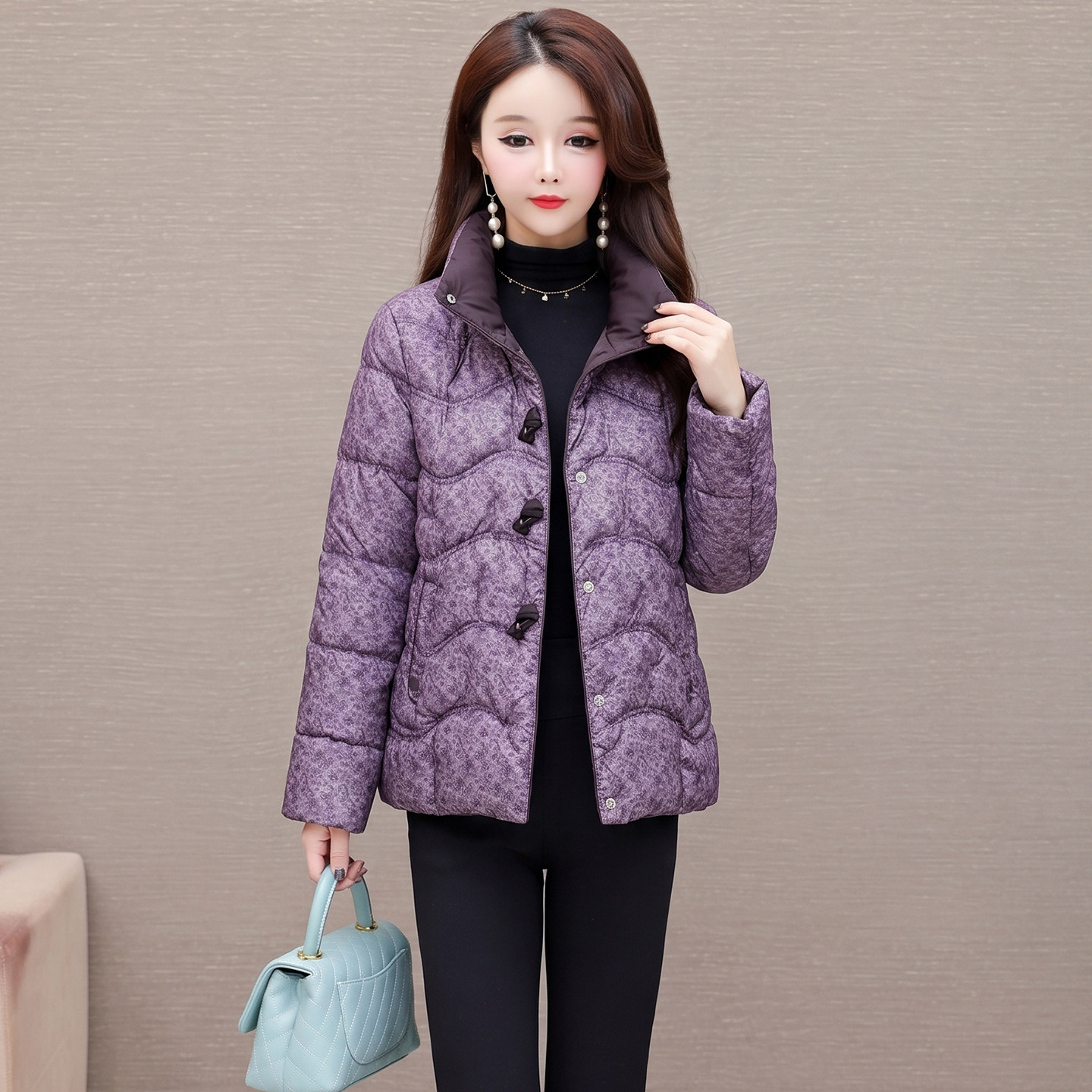复古碎花短款显瘦保暖棉服女