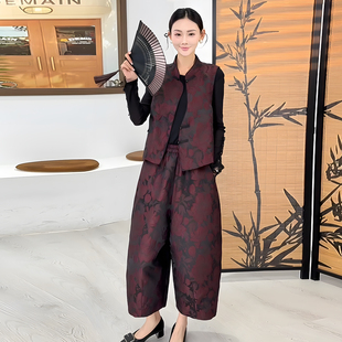 气质国风减龄套装女2026春夏季新款宽松版遮肉显瘦三件套裤潮