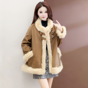毛呢外套女2025秋冬季新款宽松加厚保暖流行加绒加厚斗篷呢子大衣
