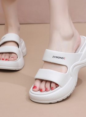 绝美网红超火厚底不累脚凉拖鞋女款2025新款夏季外穿时尚坡跟拖鞋