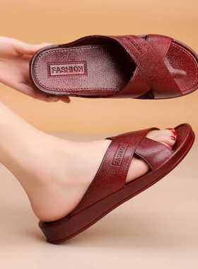 大码女款油拖中年老人油拖鞋家居浴室2025夏季拖鞋新款不烧脚款拖
