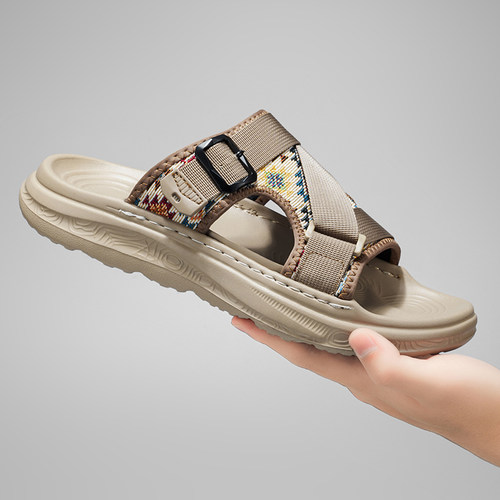 夏季男士黑色透气耐磨软底一字拖