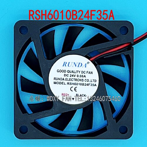 RUNDA 6010 24V 0.08A RSH6010B24F35A 6CM变频器机箱散热风扇