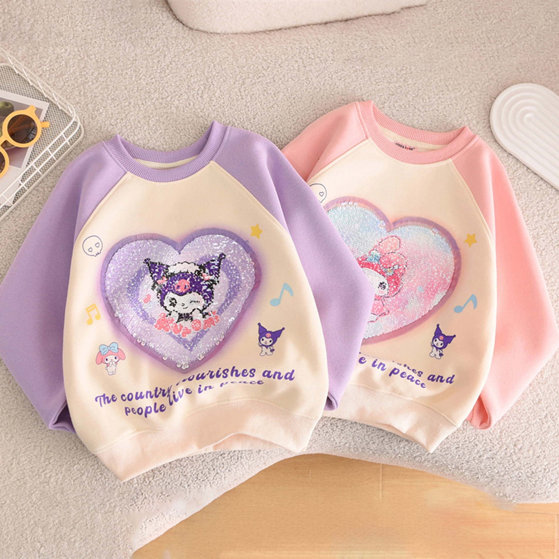 女童纯棉立体卡通卫衣25春秋冬儿童装宝宝小女孩加绒插肩撞色上衣