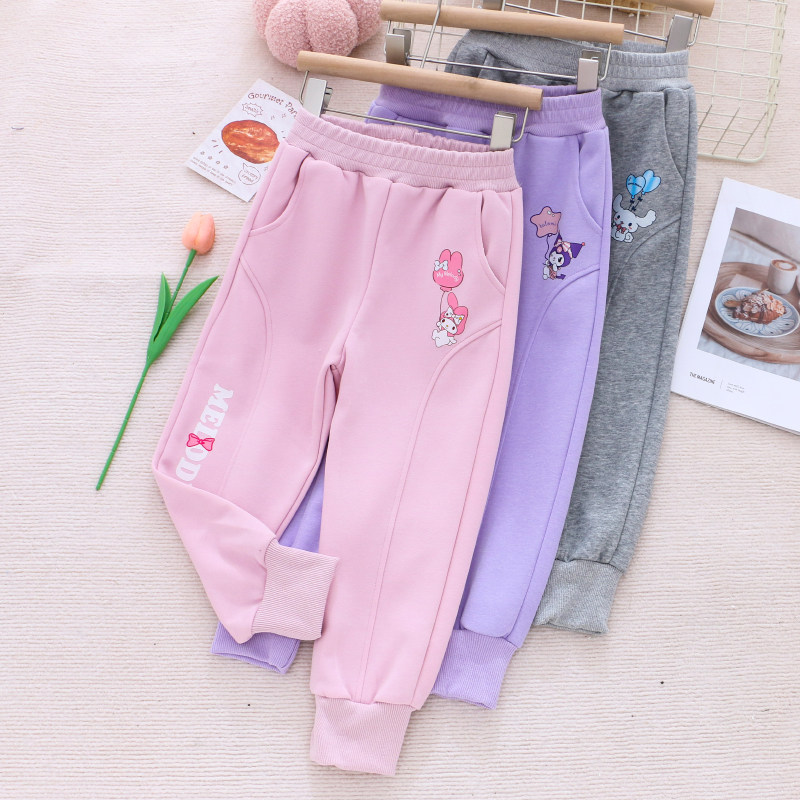 女童纯棉校服裤休闲运动裤春秋款儿童装卫裤宝宝小女孩口袋长裤子