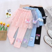 女童纯棉弹力网纱裙裤 子 卡通加绒裤 26春秋冬儿童装 小女孩宝宝长裤