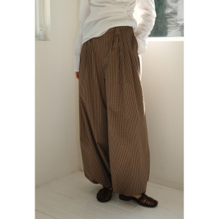 Gary 子女 宝藏NEIHE内赫2026年松紧腰复古格纹束脚宽松休闲裤