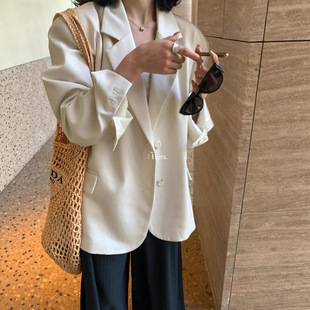 韩系简约日常通勤宽松显瘦单排扣长袖 Gary 宝藏Hers一勺甜春季